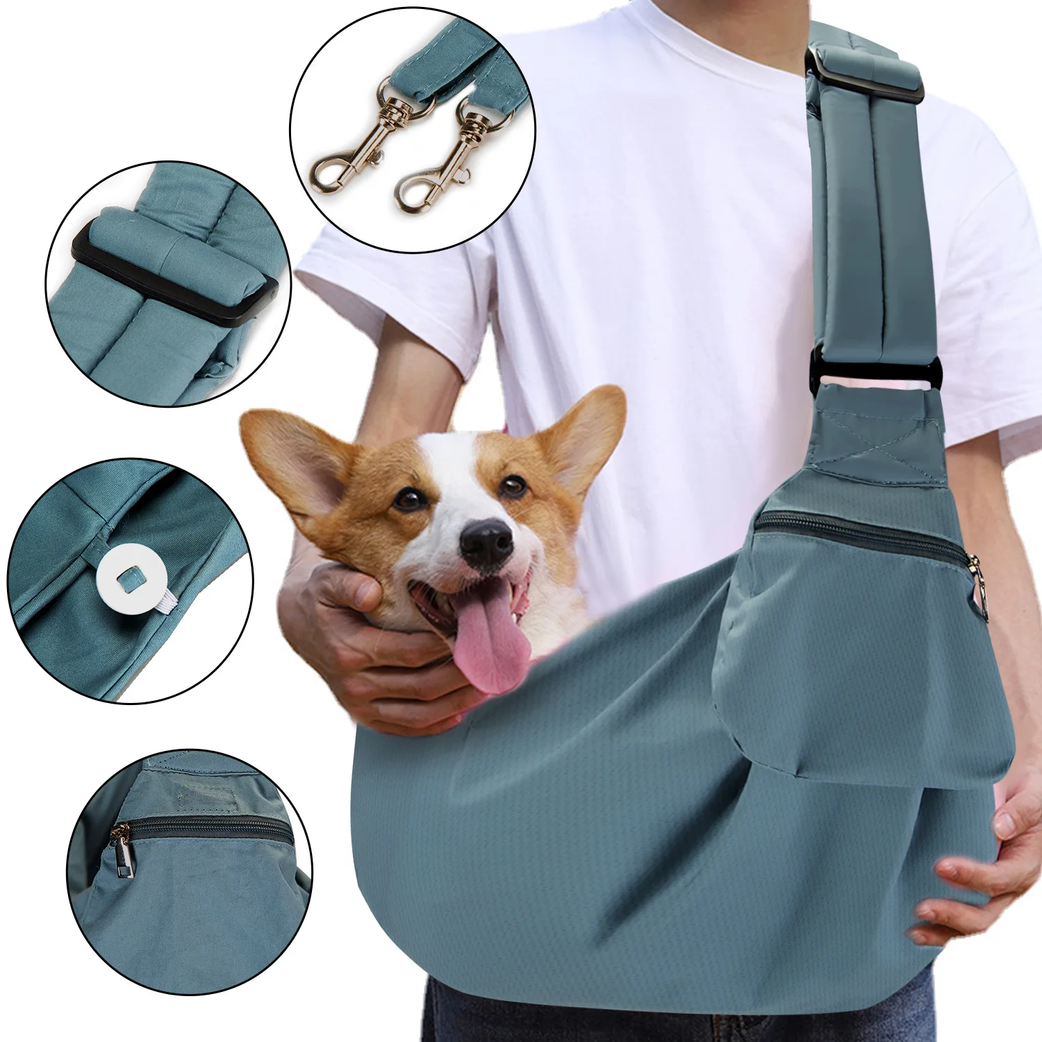 Small Dog Sling Carrier Adjustable Strap Hands Free Reversible Pet Puppy Travel Bag for Outdoor reathable Cotton Shoulder Bag