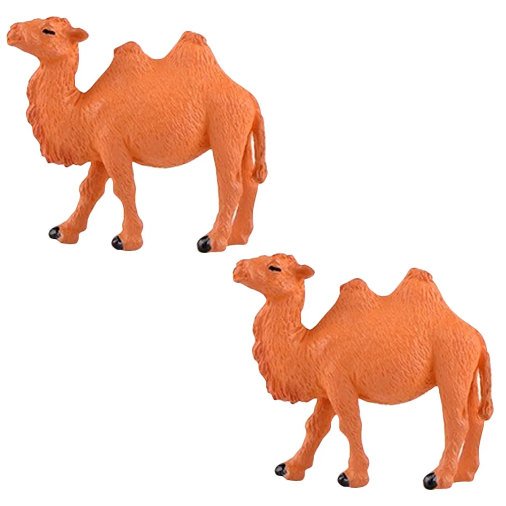 

2 Pcs Cute Camel Ornaments Mini Decoration Model Micro Landscape Plastic Tabletop Adornment