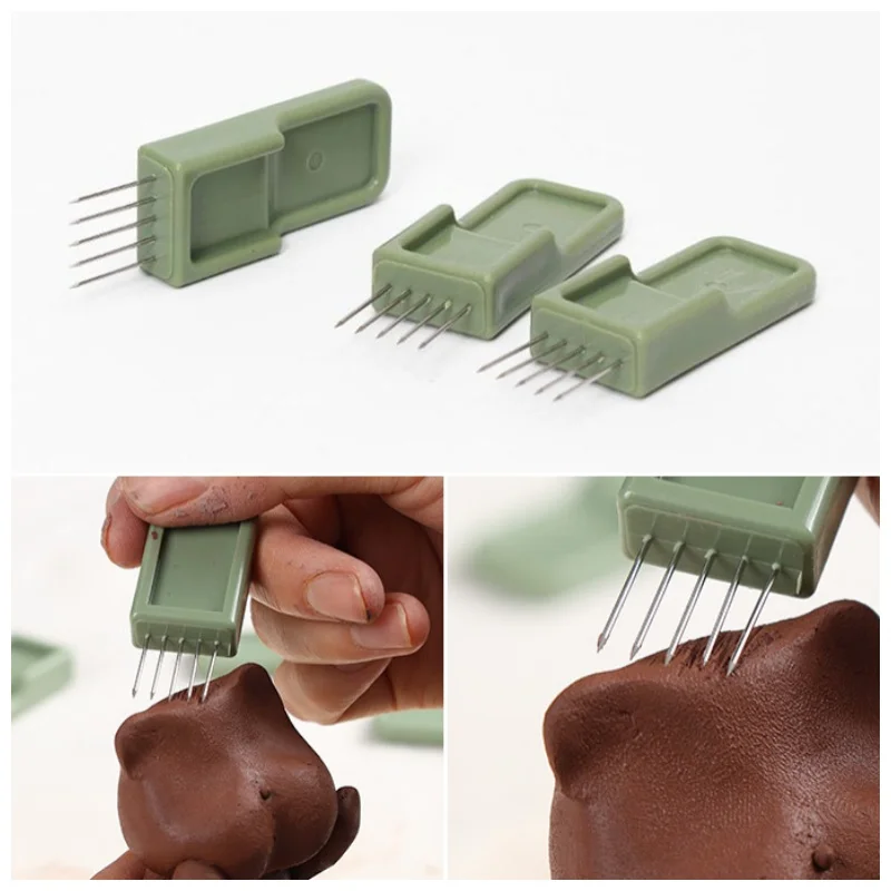 New Five-pin Scratcher Pottery Tools Ceramic Clay Brushing Mud Board Adhesion DIY Ceramic Clay Sculpting Shaping Texture Brush