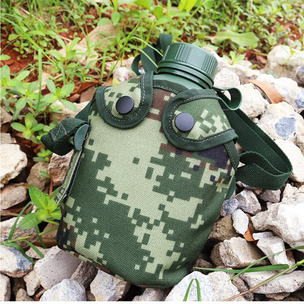

1 set Camouflage Water Bottle Leak Proof Military Canteen Aluminum Alloy Heavy Duty Outdoor Survival Thermal for Camping