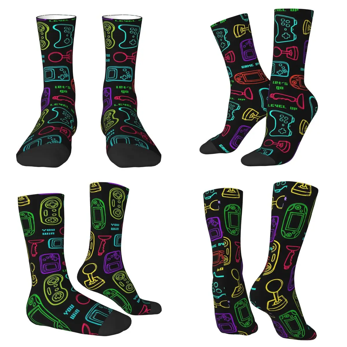 

Happy Game Machine Socks Harajuku High Quality Stockings All Season Long Socks Accessories for Unisex Christmas Gifts