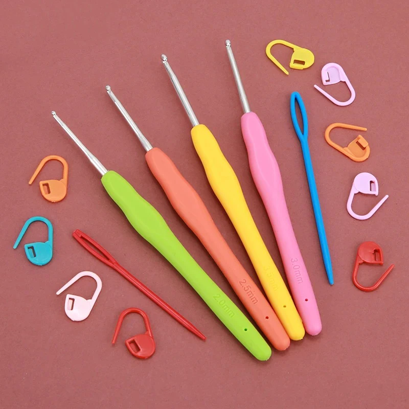 2/3/4/5/6/7/8mm Diy Crochet Hooks Plastic Handle Knitting Weaving Sewing Craft Yarn Needles Crochet Hook Knitting Needle Tool