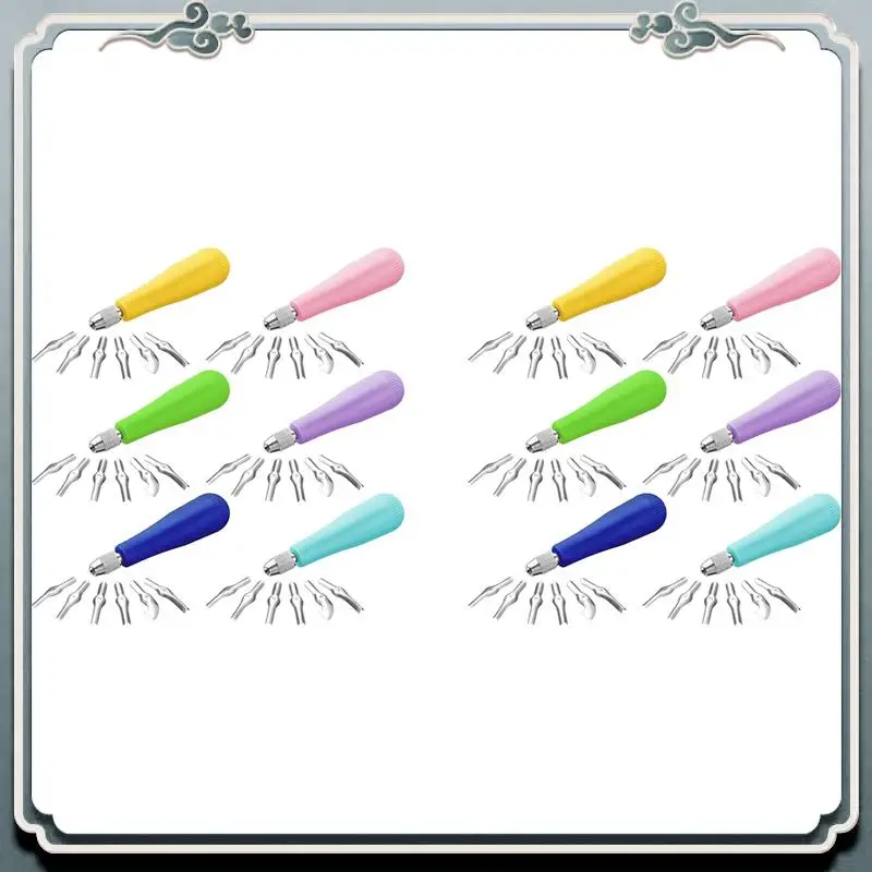 

AC76-12Pack Craft Linoleum Cutter Kit Carving Tools Assortment Linocut Tools Block Cutters For Block Printing, Assorted Color