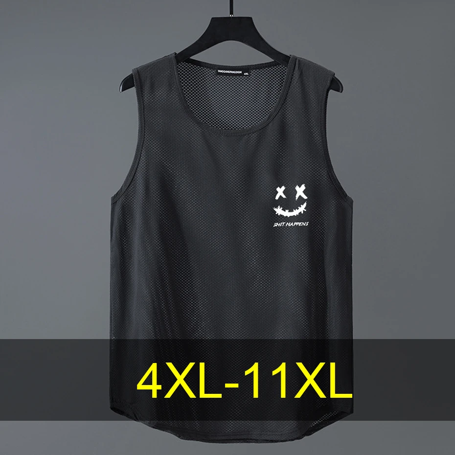 

Summer Mesh Hollow Tank Tops Men 10XL 111XL Plus Size Tank Tops Fashion Casual Breathable Vests Male Big Size 10XL 11XL