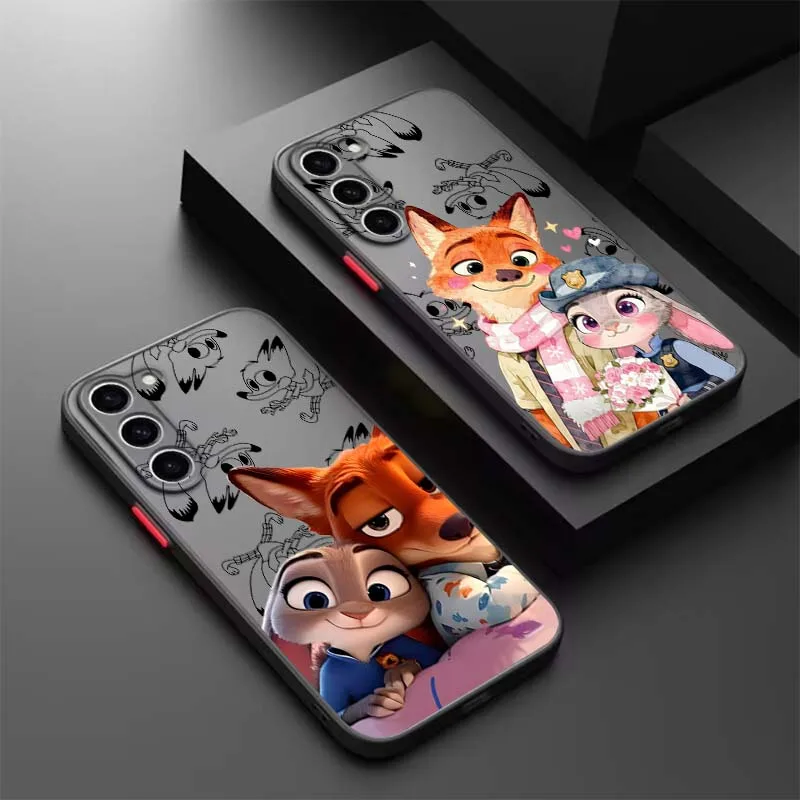 

Disney Zootopia Cartoon For Samsung A50 A42 A34 A33 A32 A23 A04 A03 Note 20 10 9 8 5G Frosted Translucent Phone Case