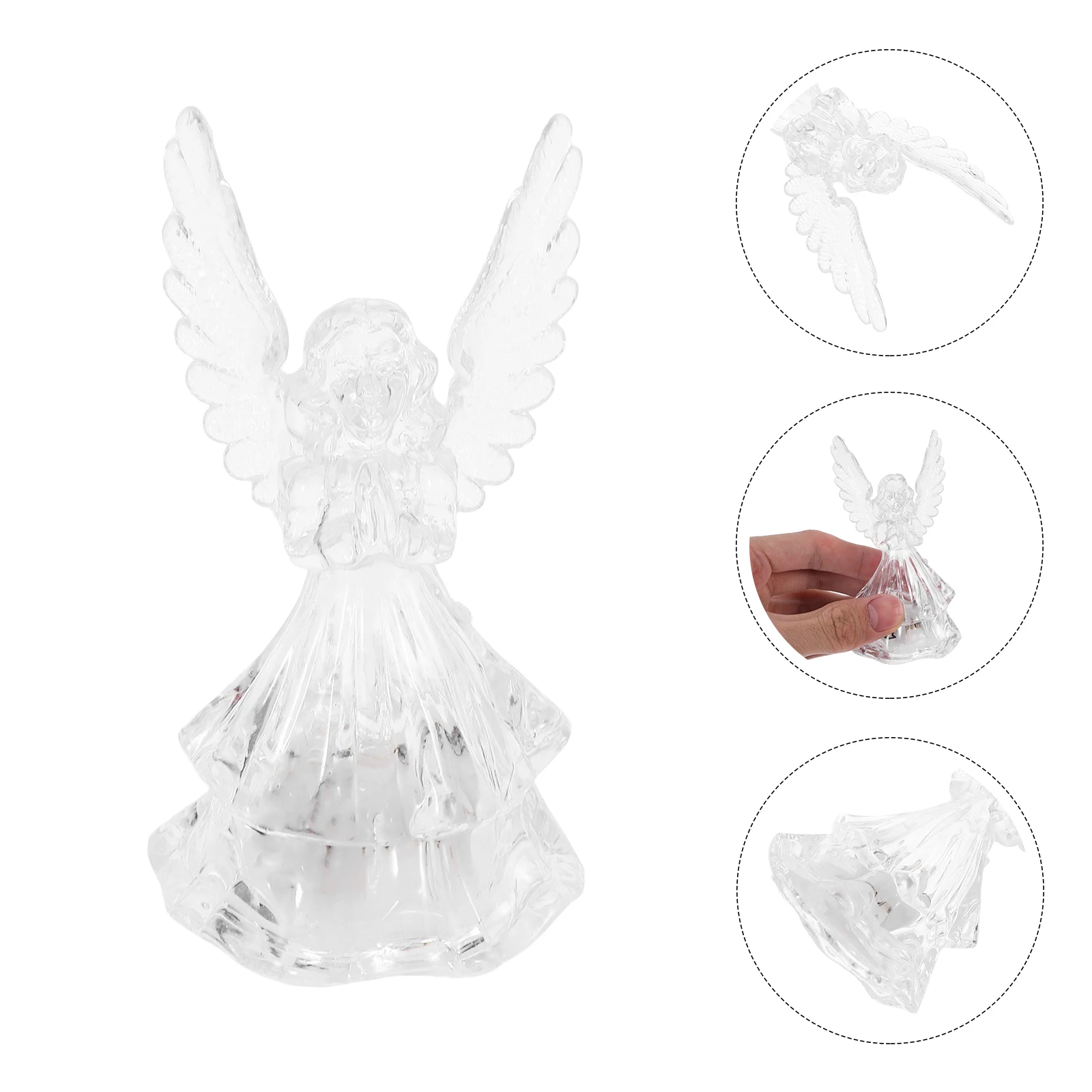

Angel Shape Night Lamp Mini Tabletop Light Transparent Aesthetic Bedroom Decor LED Glow Soft Crystal Wings Angel Design