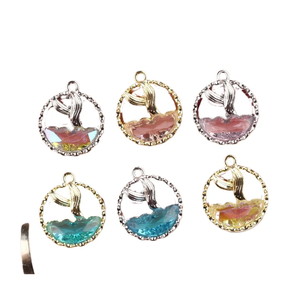 10pcs/lot 15*18MM Zinc Alloy Rhinestone Inlaid Ocean Series Fishtail Pendant Charms DIY Necklace Bracelet Earrings Accessorie
