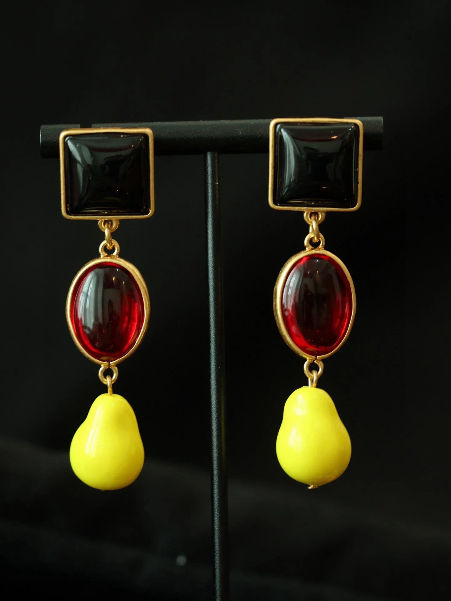 

vintage enamelled glass fashion earrings