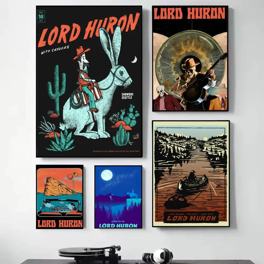 L-Lord H-Huron Painting Calligraphy Self Adhesive Wall Art Waterproof Print For Bedroom Hallway Home Decor