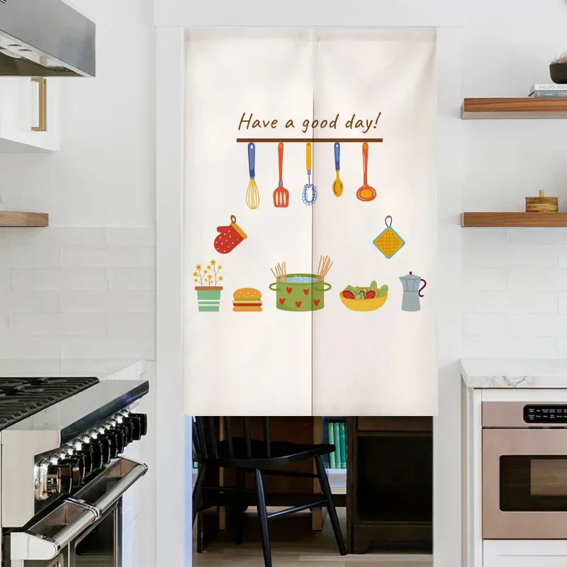 VIKAMA Kitchenware Series Patterned Door Curtains Privacy Partition Screen Curtains Suitable For Cafés Restaurants And Kitchens