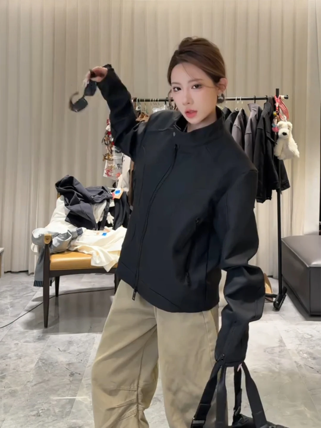 

Мужская куртка Bla Deconstructed Design с водонепроницаемым покрытием, воротником-стойкой, американским кроем Cleanfit, на молнии, без капюшона, для ранней осени