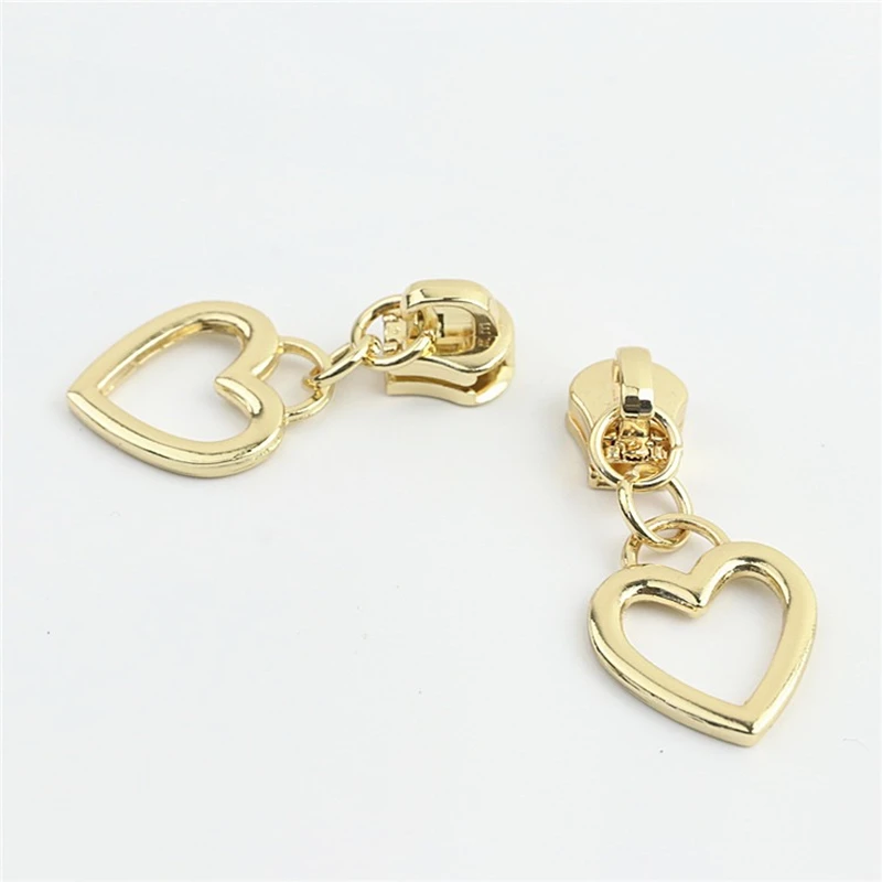 Heart Zipper Sliders For Nylon Zipper Tapes Metal Zippers Head Kits Purse Handbag Zips Pull DIY Craft Kit Accessories