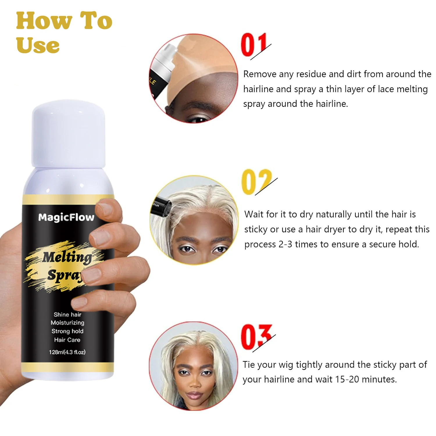 Melting Spray For Lace Wigs Front lace wig glue Long Lasting Melting Spray Front Lace Wig Glue Spray To Melt The Wig