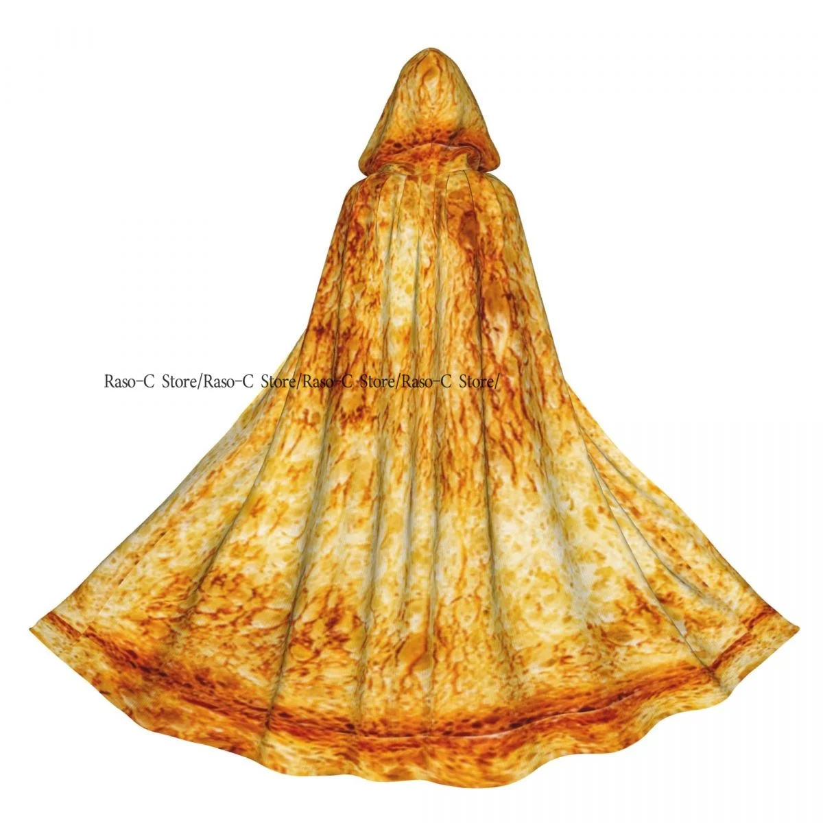 Unisex Adult Toast Bread Texture Cloak with Hood Long Witch Costume Cosplay