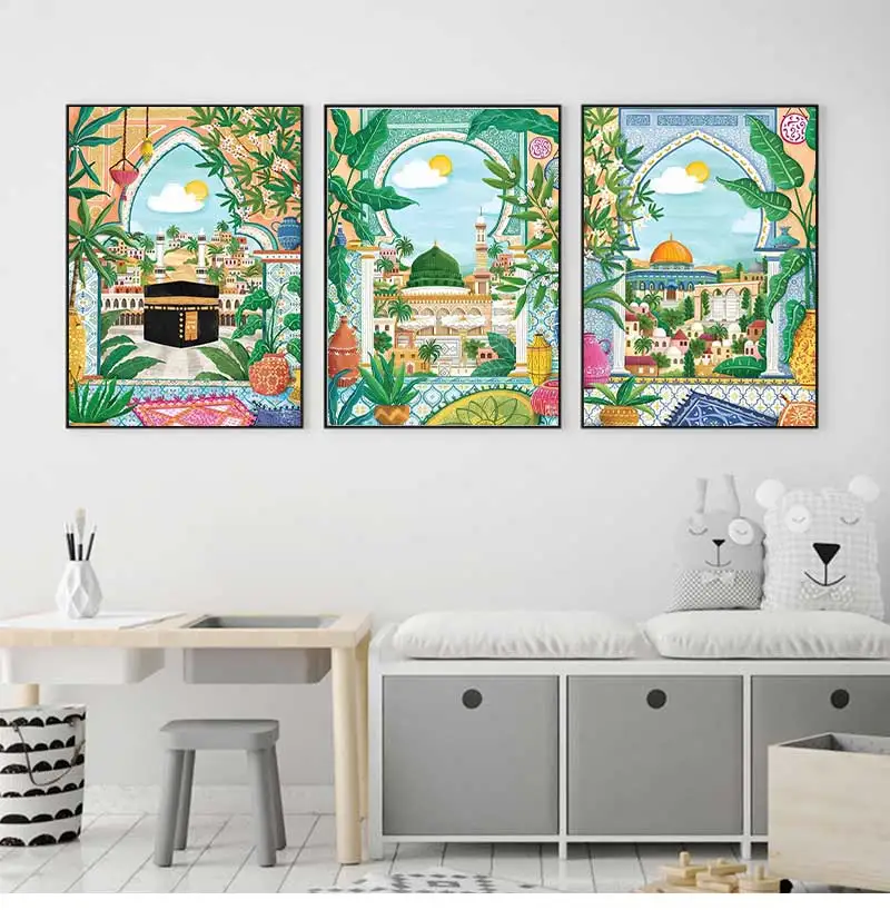 Sheikh Zayed Mosque Kaaba Abstrct Wall Art Muslim Home Living Room Decoration Canvas Painting Posters And Prints Pictures