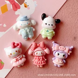 10 szt. Cartoon żywiczny Kawaii kreskówka sukienka seriale Anime płaski Ornament kokarda DIY rzemiosła akcesoria dekoracyjne