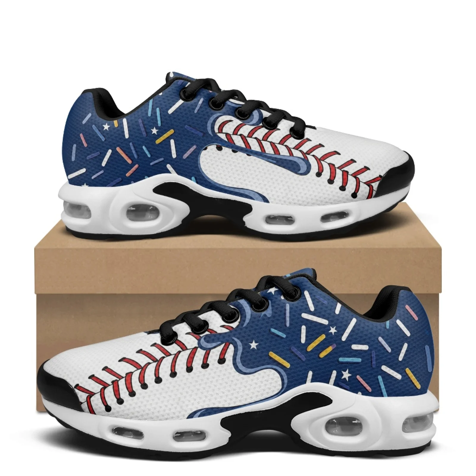 PENSTROLL Baseball Ice Cream Comfortable Lace Up Sneakers for Men Mesh Tennis Sneakers Mens Running Shoes