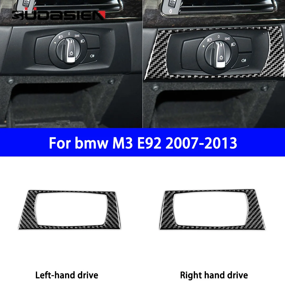 

For BMW 3 Series M3 E92 2007-2013 Car Headlight Switch and Storage Frame Panel Decorative Sticker Carbon Fiber Modification