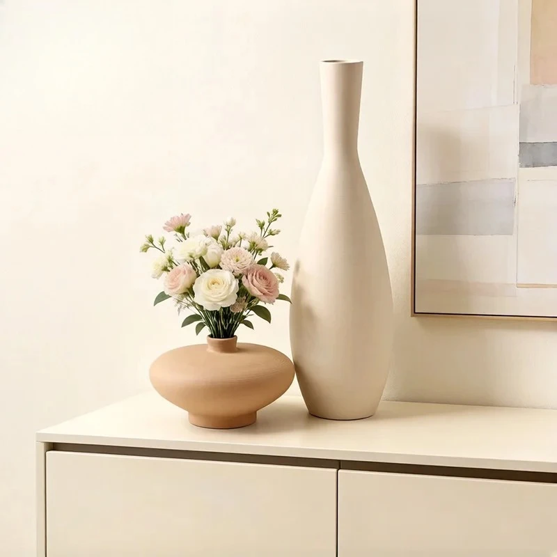 Nordic Retro Ceramic Vase Brushed Frosted Plant Pots Table Decoration Flowers Arrangement Floral Vases Room Aesthetic Decor