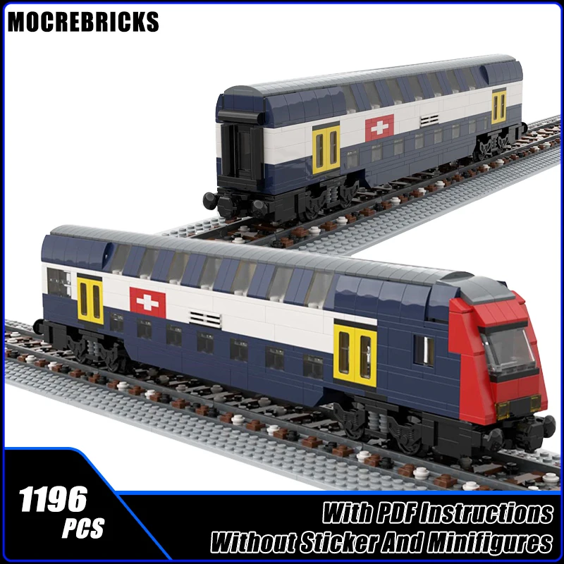 Suíço vagão locomotiva e trem transporte conjuntos, blocos de construção, tijolos modelo, moderno técnico cidade, Doubledecker, piloto, brinquedos presentes