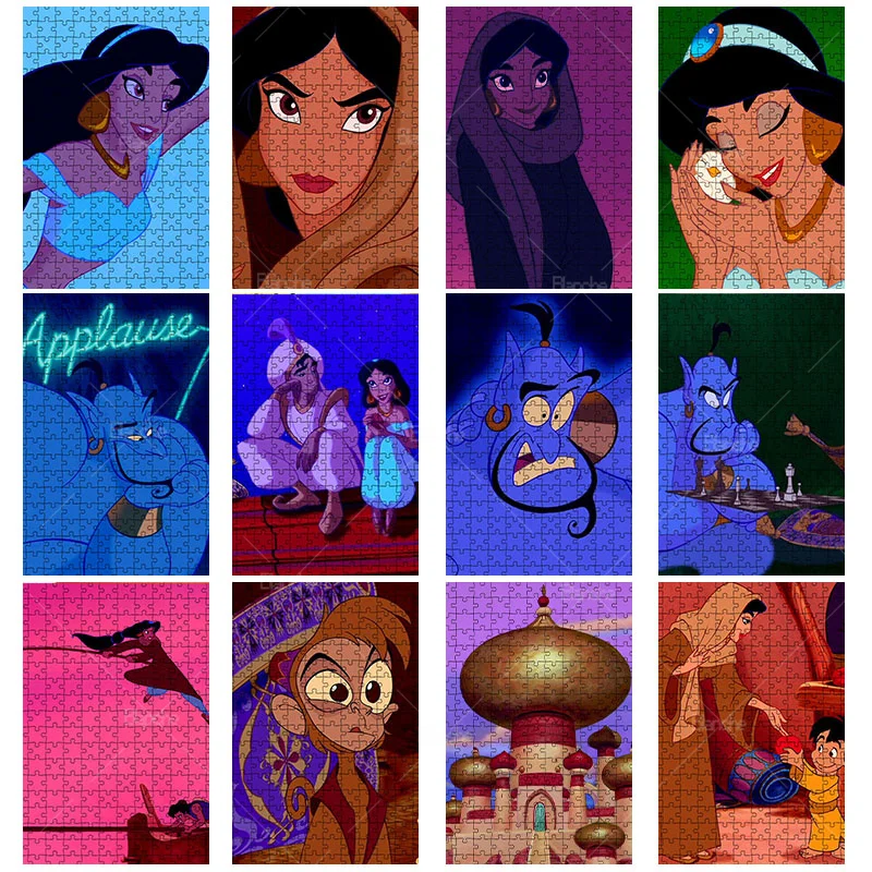 Cartoon Version Aladdin Disney Princess Jasmine 1000PCS Puzzles Puzzle Game Kids Like Wooden Jigsaw Friends Room Desk Ornament