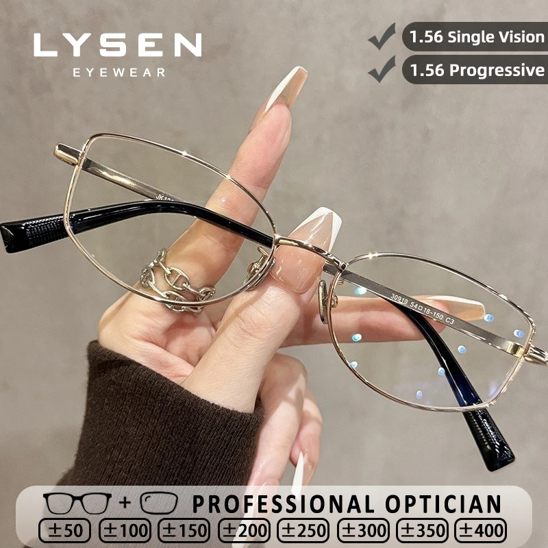 

LYSEN Titanium Oval Reading Glasses Women Blue Light Blocking Glasses Anti-Reflective Customization Hyperopia Myopia Eyeglasses