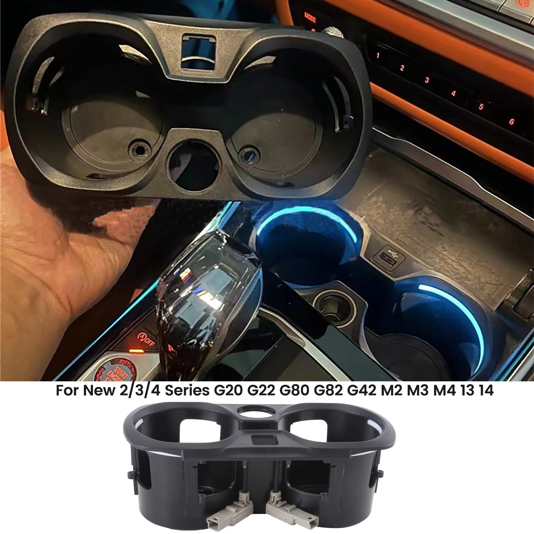 LED Car Interior Cup Holder Lamp For BMW New 2/3/4 Series G20 G22 G80 G82 G42 M2 M3 M4 I3 I4 Decoration Ambient Light