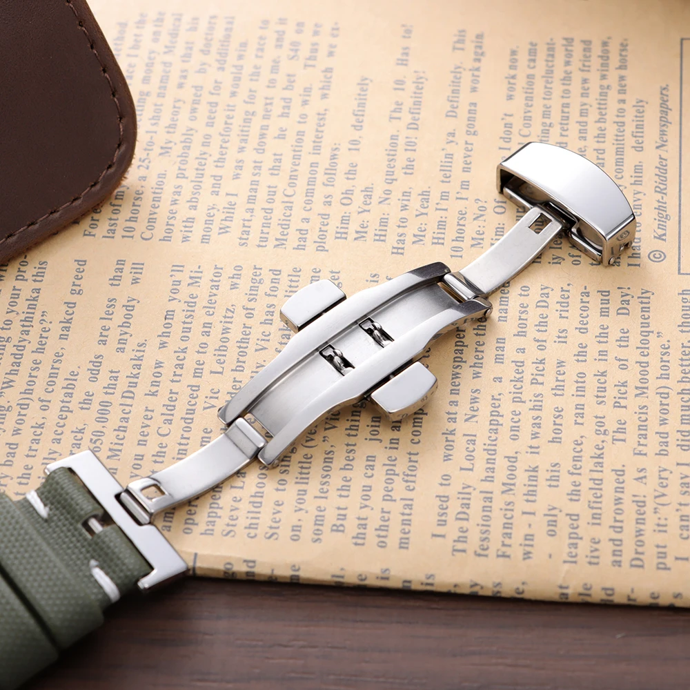 18/19/20/21/22mm for Omega for Seiko Business Sailcloth Watch Strap Butterfly Buckle Waterproof MenWomen Quick Release Watchband image 2