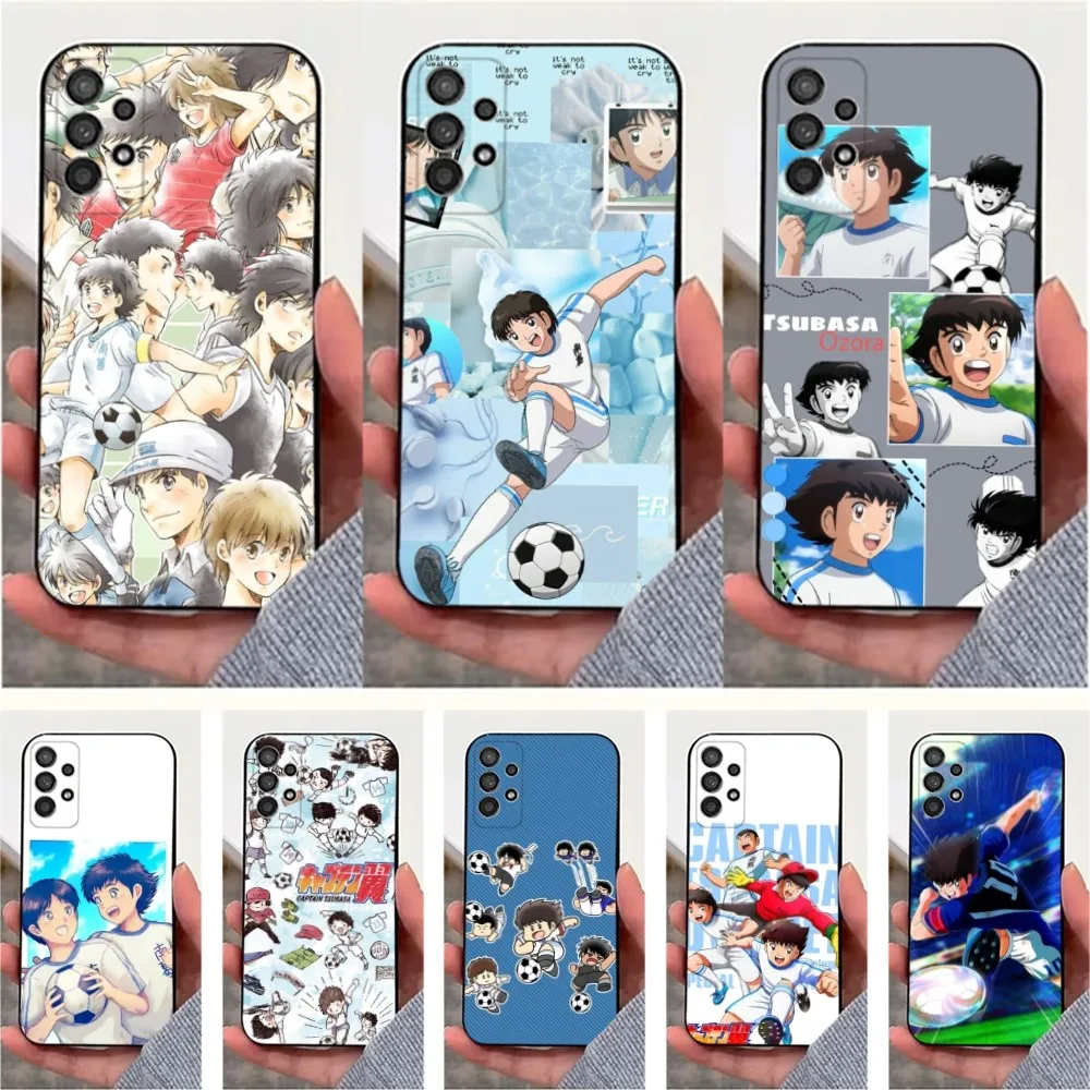 Anime C-Captain Tsubasas Phone Case For Samsung S25,S24,S23,S22,S20,S21,S10,Ultra,Plus,Lite,FE,Soft Silicone Black Cover