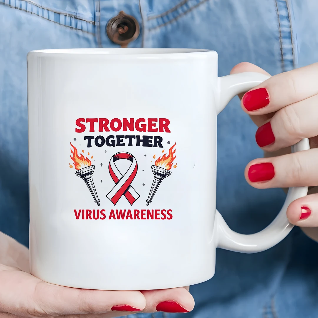 

11oz Mug + Virus Awareness Cup + Ribbon Design + Christmas Gift + Home Office Cup