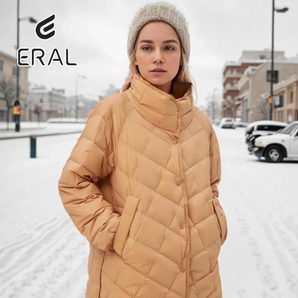 Eral Zip Up Padded Coat For Winter,Textured Quilted Fabric,good handfeel,windproof,warmth,duck down,fashion,Winter,mocha