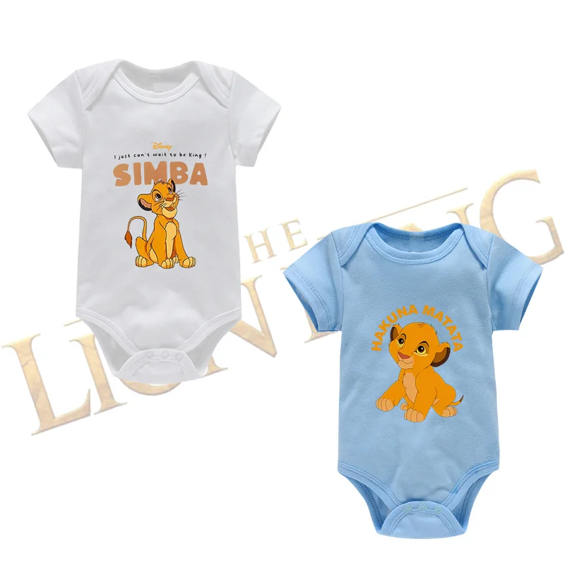 Disney Lion King Simba Baby Clothes Short Sleeve Cotton Crawling Clothes Bodysuit Newborn Toddler Jumpsuit Infant Homewear Gifts