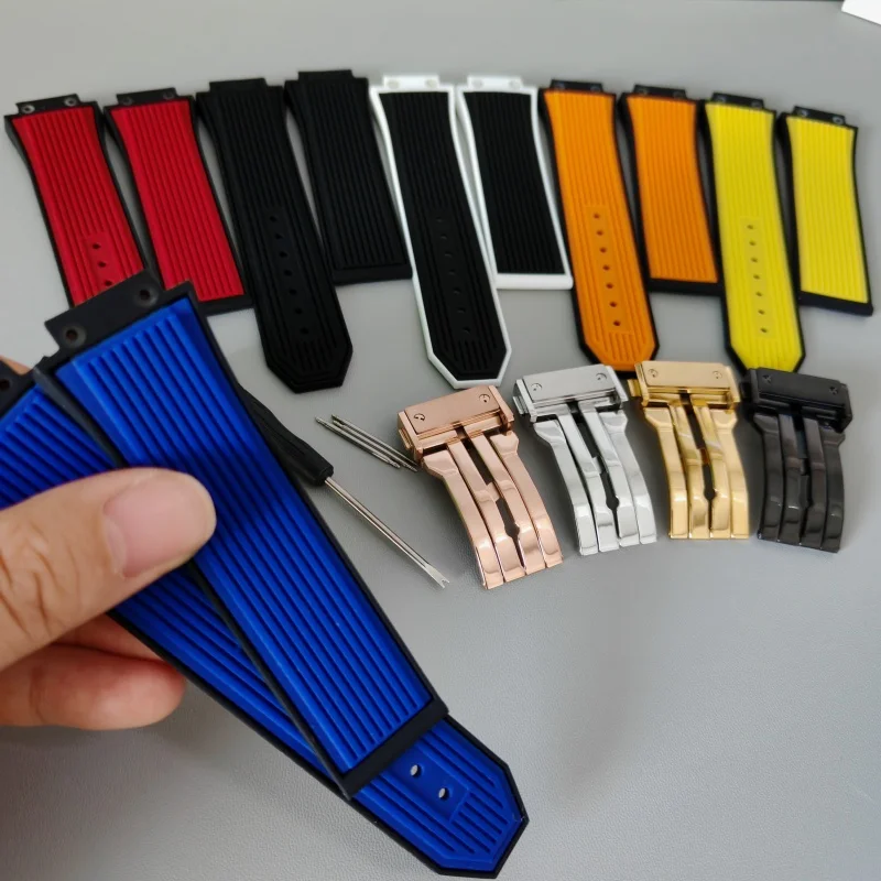 Replacement Watch Strap 27mm×17mm Waterproof Silicone Rubber Watch Band for Hublot Big Bang 441 Classic Fusion Men's Wristband