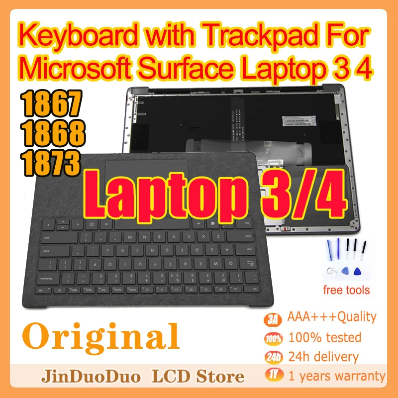 Original For Microsoft Surface Laptop 3 4 1867 1868 1873 Keyboard with Trackpad For Microsoft Laptop4 1953 Keyboard Topcase