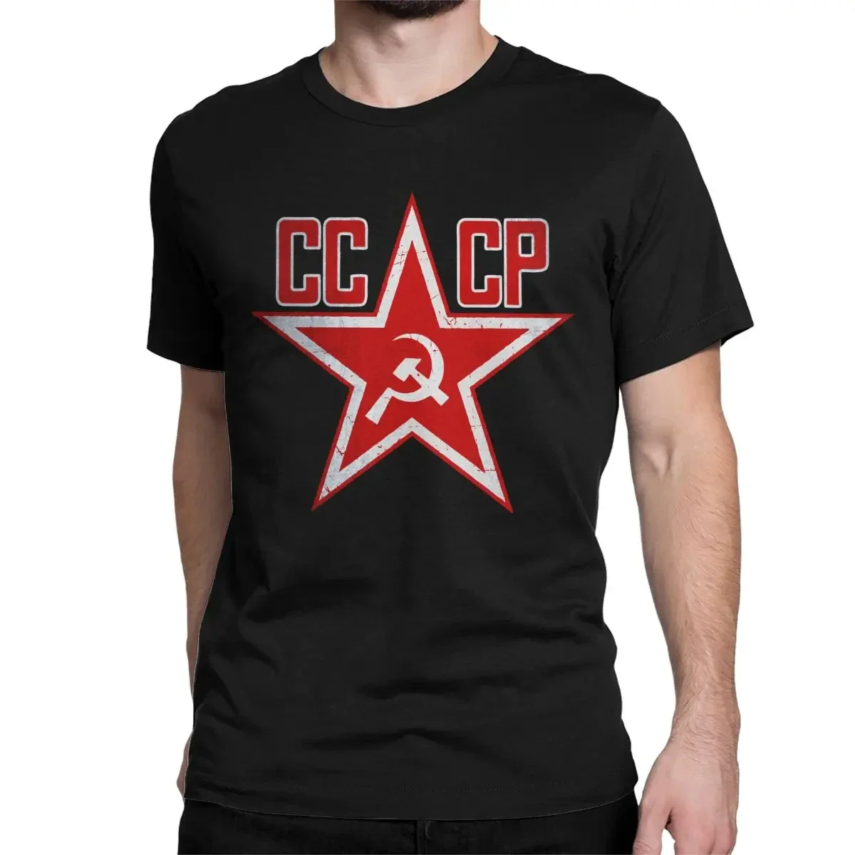 

Men Women T-Shirts Russian Soviet CCCP Vintage Cotton Tee Shirt Army Military National Emblem T Shirts Round Neck Clothing