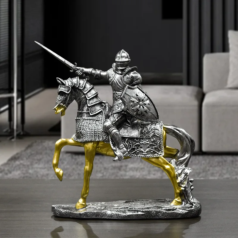 Order of Knights Creative Figure Statue Heavy Armored Resin Knight Sculpture Desk Room Aesthetic