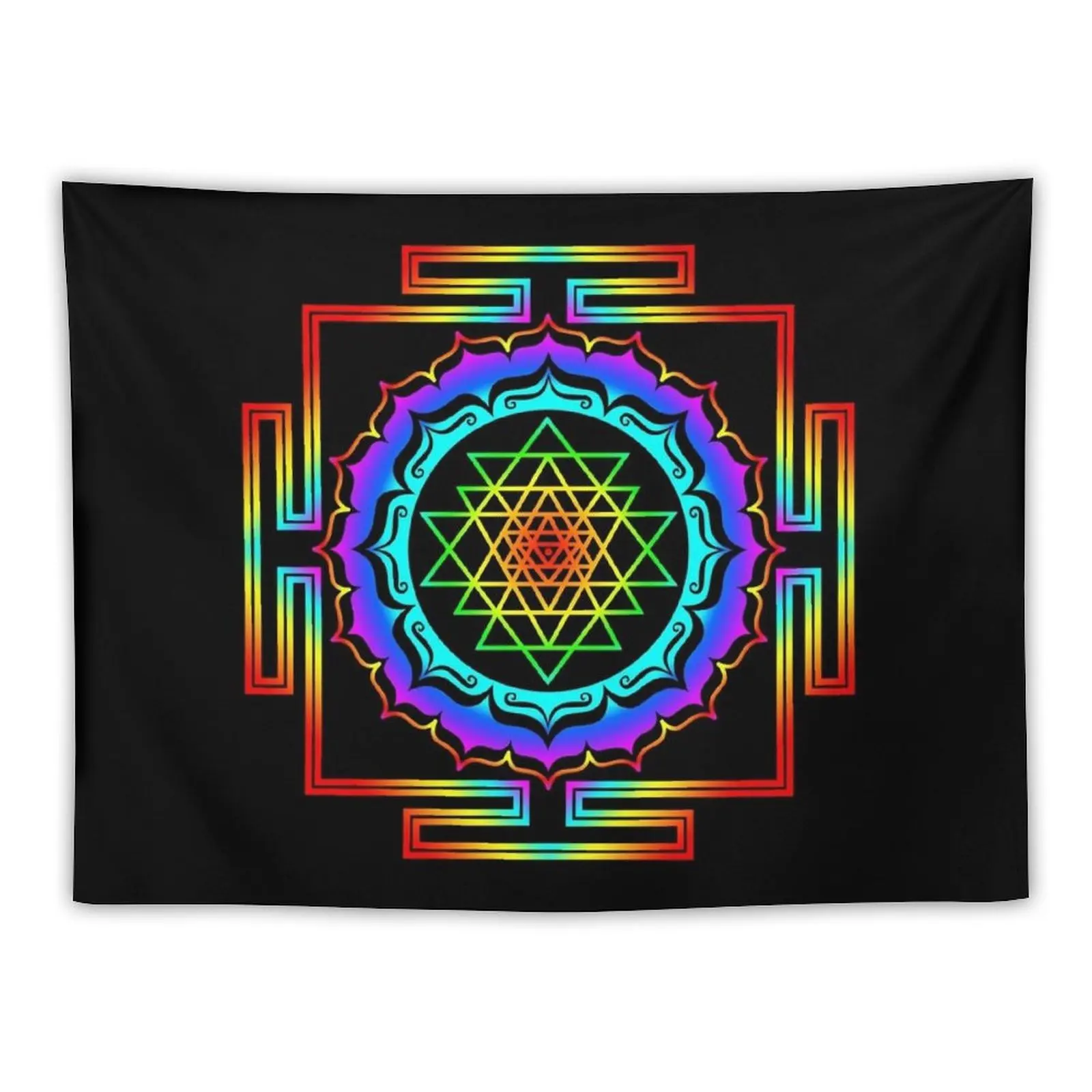 

Shri Yantra - Cosmic Conductor of Energy, Rainbow Tapestry Wall Hangings Decoration Home And Comfort Decor