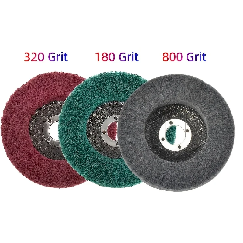

3Pcs 4'' Nylon Fiber Sanding Disc 180/320/800 Grit Heavy Duty Metal Deburring Rust Removal Disc for Copper Iron Polishing Machin