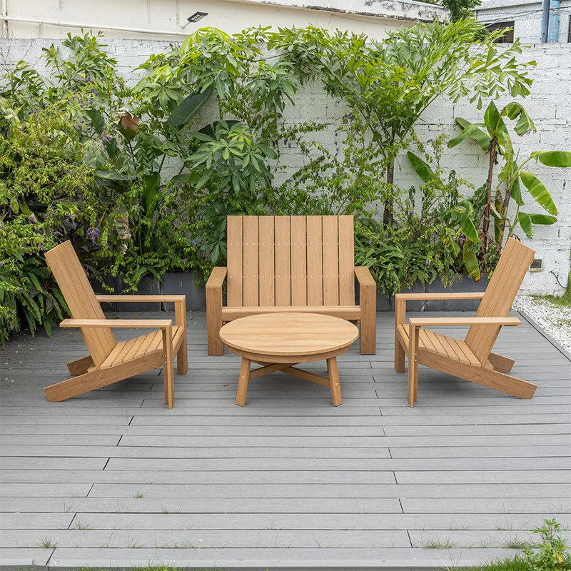 

Outdoor plastic wood table and chair sofa courtyard terrace garden plastic wood sofa combination