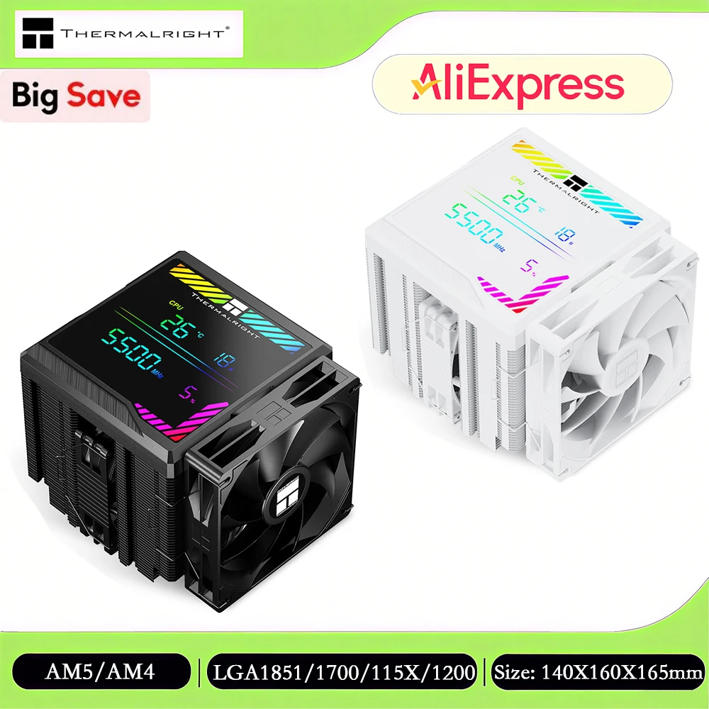 

Thermalright Peerless Assassin 140 Digital Cpu Cooler Air, Digital Display/6 Heat Pipes/275W/Support LGA1851/1700/115x/AM5/AM4