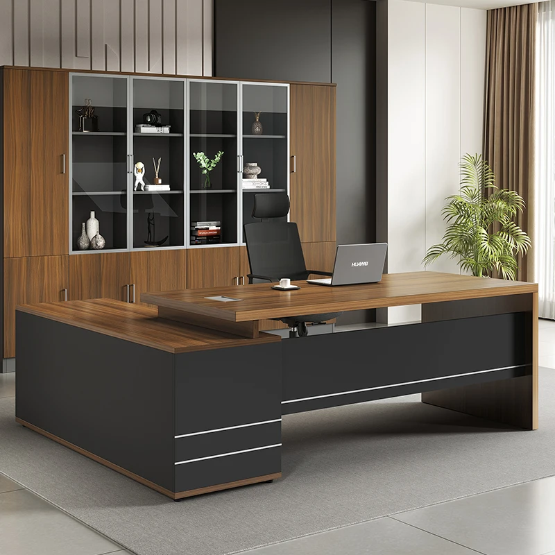 Scrivania direzionale di lusso di design Forte supporto per le gambe Grandi scrivanie da ufficio di lusso Cassetti Mobili per ufficio moderni Mesa De Escritorio