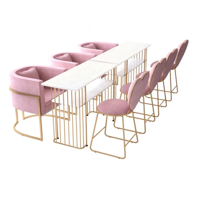 &c Single Double Modern Minimalist Marble Nail Table and Chair Set Nail Salon Tables and Chairs