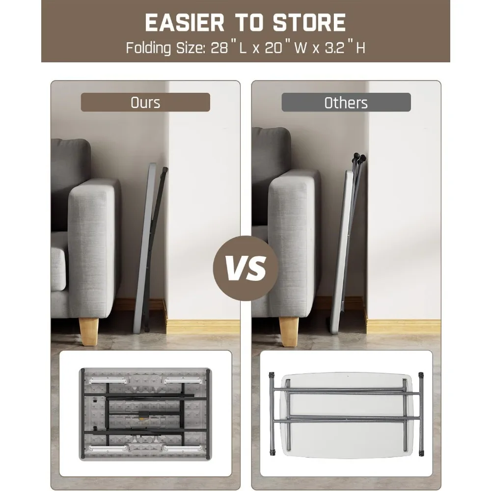 طاولة قابلة للطي محمولة 28 بوصة، تعديل الارتفاع بيد واحدة، 3 مستويات، لا يتطلب تجميع، متعددة الوظائف للاستخدام الشخصي، #6