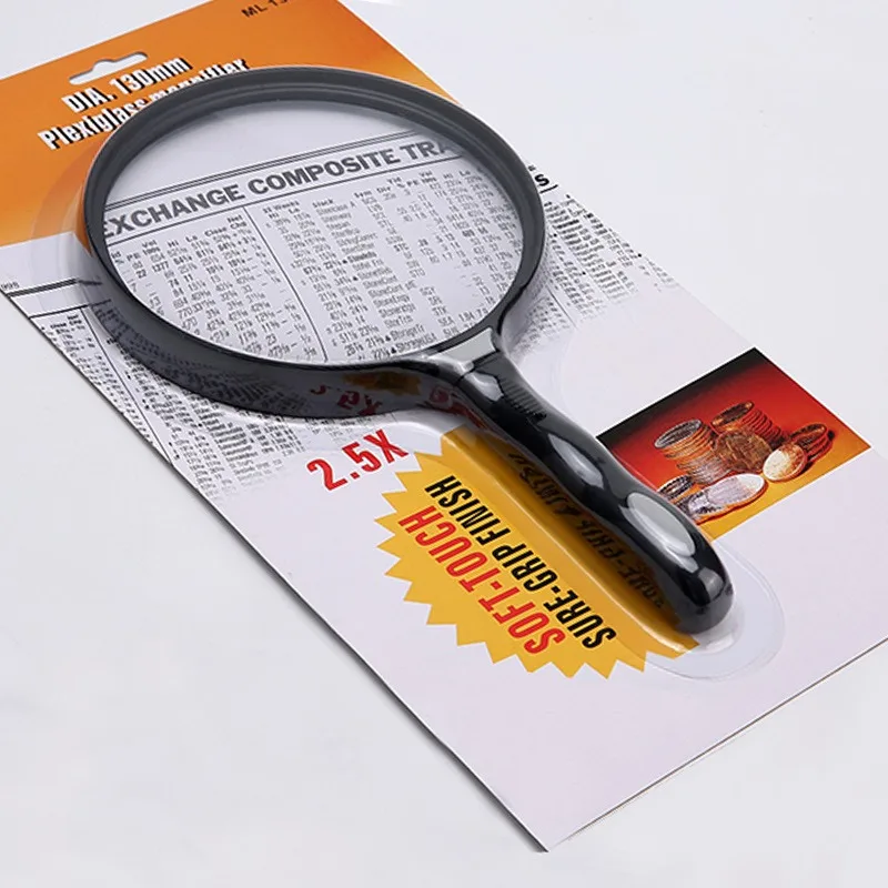 

Handheld Magnifier 2.5X Large Lens 130mm Magnifier Reading Map Newspaper Handle Magnifying Glass Jewelry Loupe Low Vision Aids