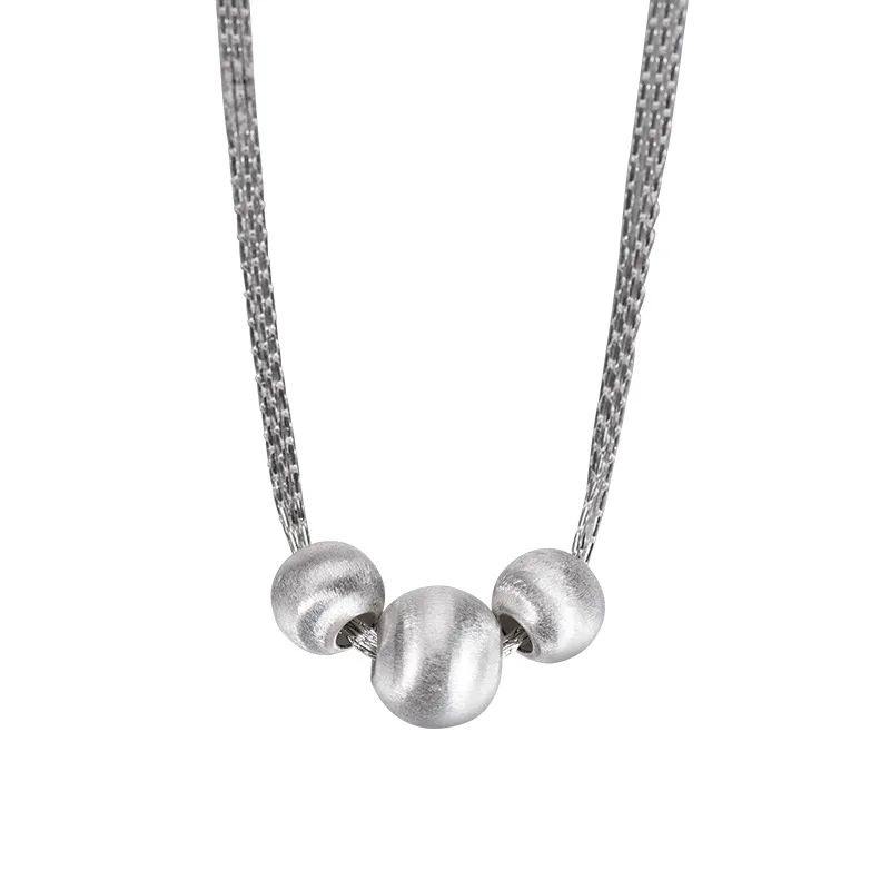 

Sterling silver brushed ball necklace multi-layer collarbone chain niche design light luxury jewelry women