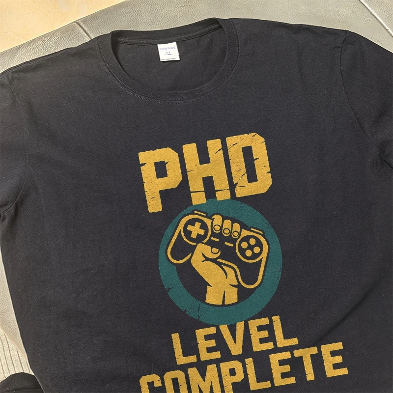 عادية الصيف المراهقين التي شيرت Phd مستوى كاملة أذرع التحكم في ألعاب الفيديو قصيرة الأكمام المطبوعة طاقم الرقبة تي شيرت استرخاء تي شيرت مجسم