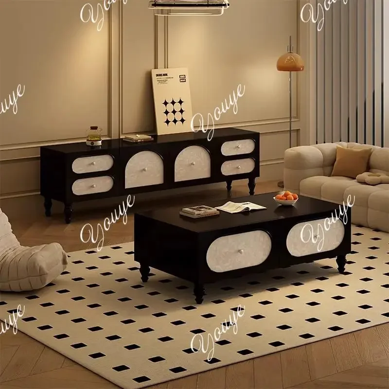 Retro TV Cabinet, Solid Wood Coffee Table, Apartment Storage Cabinet, Living Room, Second-hand Hotel Storage, Customized Fashion