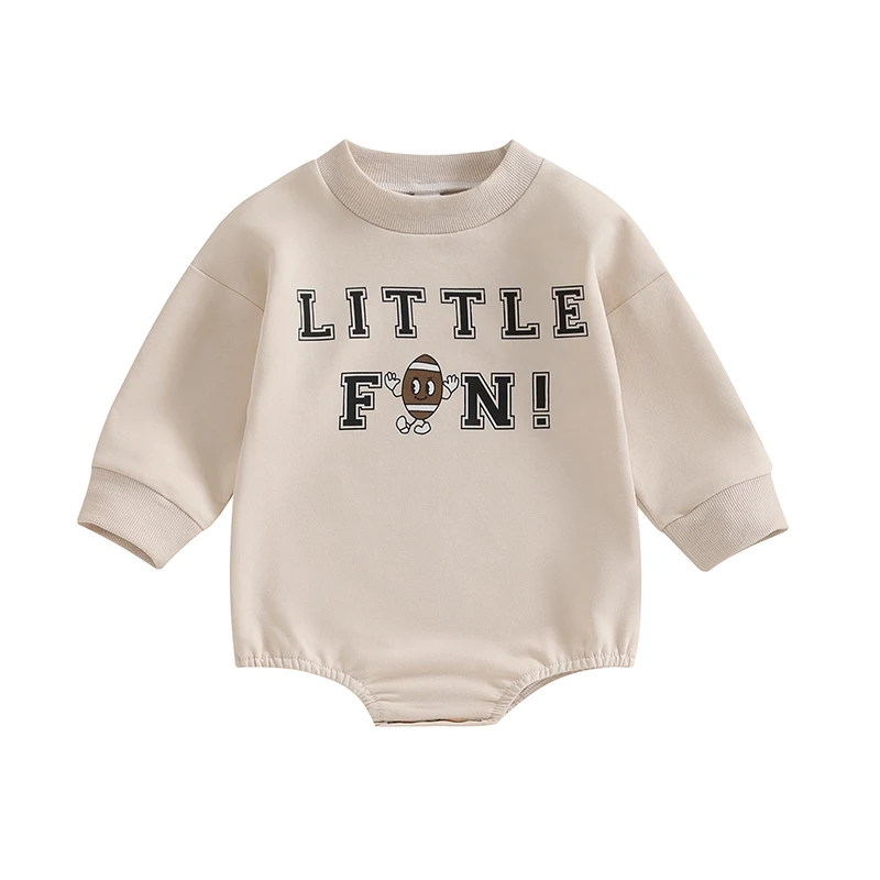 Baby Boy Girl Touchdown Season Outfit American Football Newborn Romper Long Sleeve Sweatshirt Onepiece Bubble