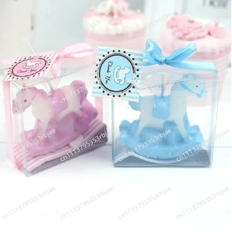 10PCS Rocking Horse Candle Favors for Baby Shower Kids Birthday Gifts Baptism Keepsake Event Anniversary Favours