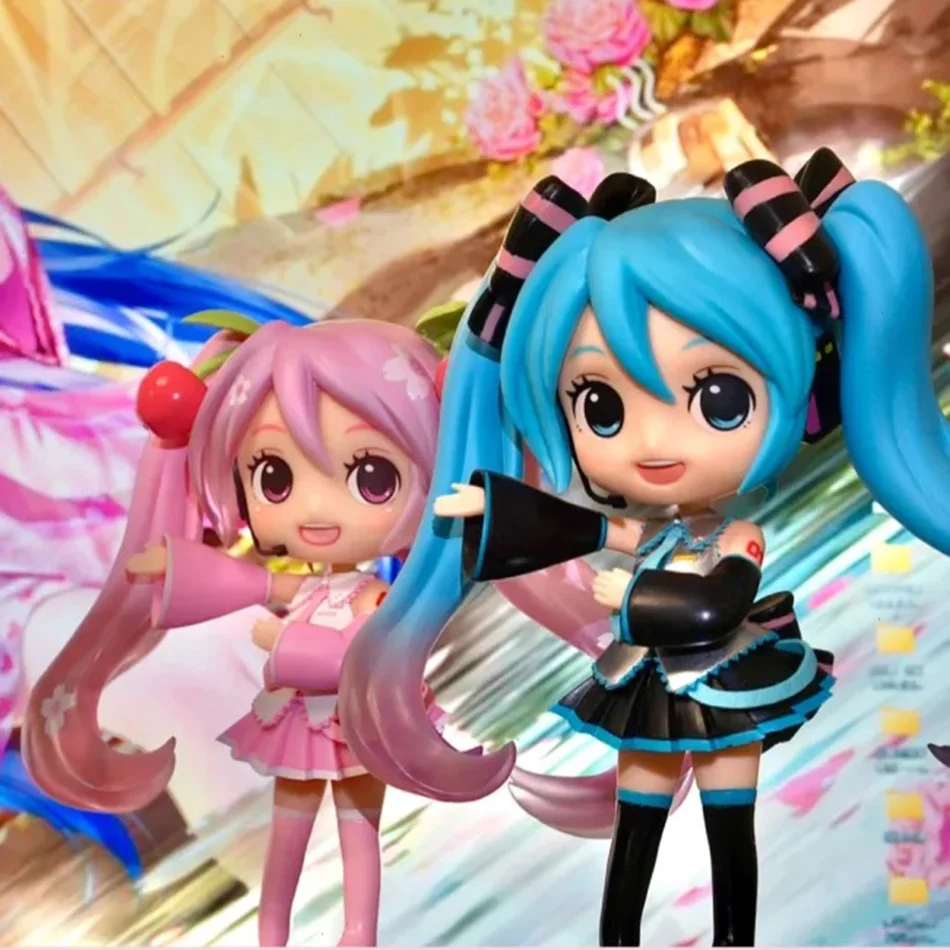 هاتسون ميكو أنيمي الشكل اللعب فستان الكرز الوردي ميكو Kawaii الكرتون البلاستيكية عمل Q نسخة نموذج الدمى هدايا أعياد الميلاد هدايا الاطفال